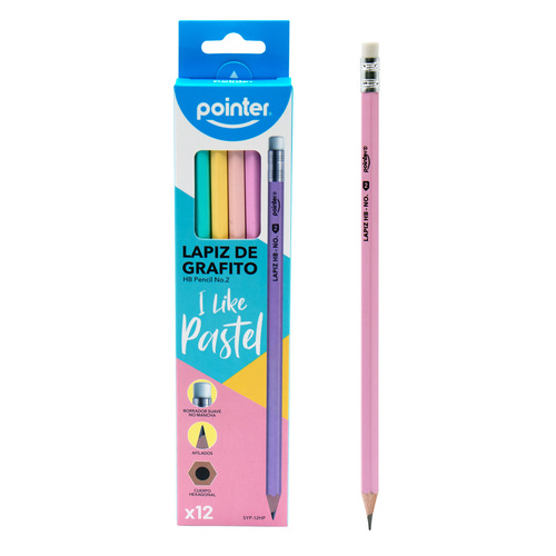 LAPIZ GRAFITO POINTER PASTEL HEXAGONAL #2 HB CJ-12UD SYP-12HP