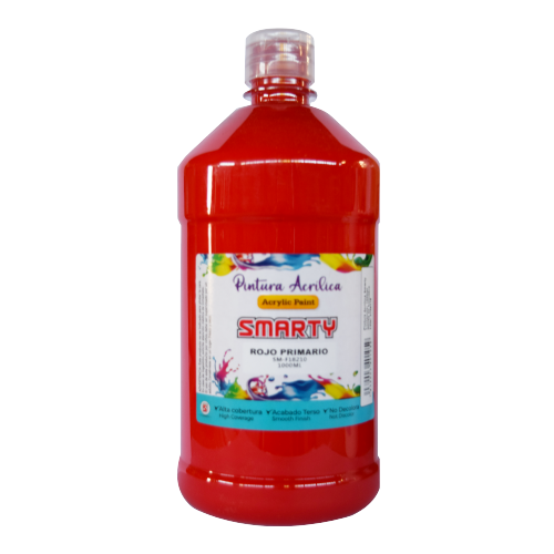 PINTURA SMARTY ACRILICA 1000ML ROJO PRIMARIO SM-F18210
