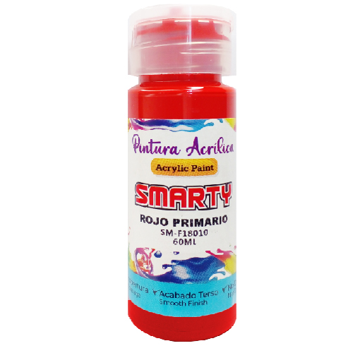 PINTURA SMARTY ACRILICA 60ML ROJO PRIMARIO SM-F18010
