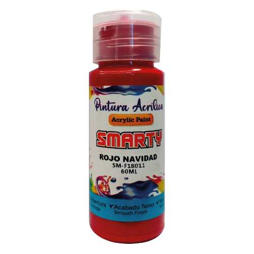 PINTURA SMARTY ACRILICA 60ML ROJO NAVIDAD SM-F18011