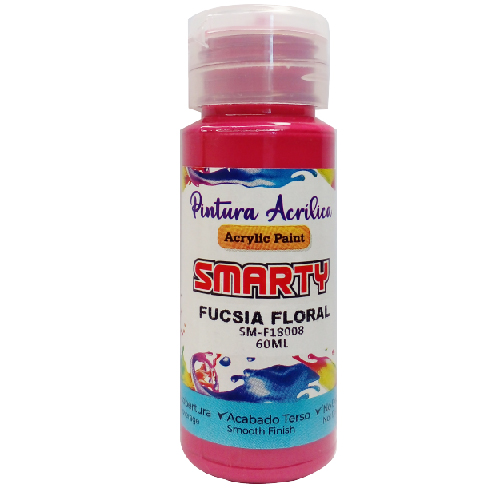 PINTURA SMARTY ACRILICA 60ML FUCSIA FLORAL SM-F18008