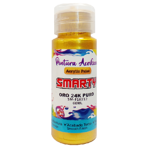 PINTURA SMARTY ACRILICA 60ML ORO 24K PURO SM-F18312