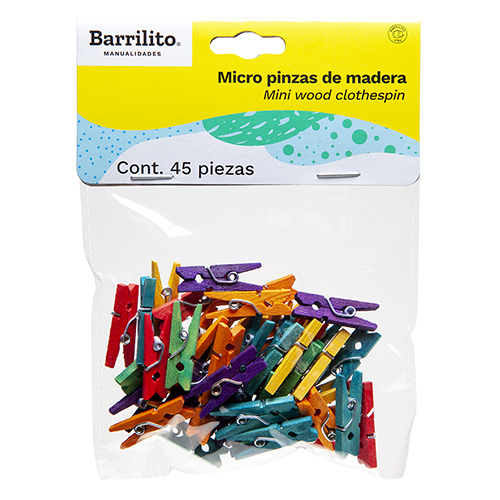 PINZAS BARRILITO  MINI P/ROPA COLORES SURT W060C