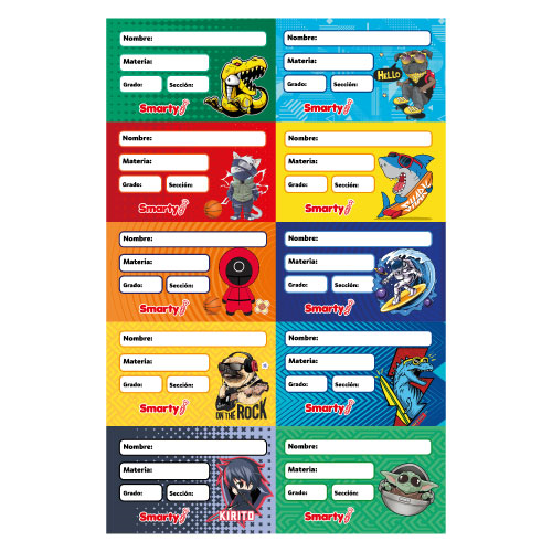 CALCOMANIA SMARTY ESCOLAR P/CUAD MASC BL-2UD