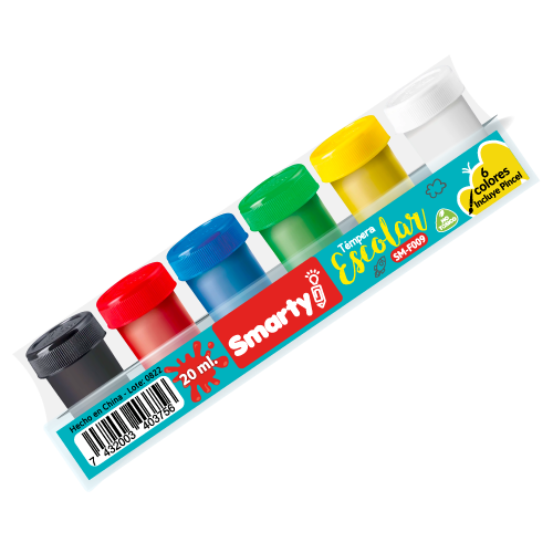 TEMPERA SMARTY ESCOLAR C/PINCEL 6COL 20ML SM-F009