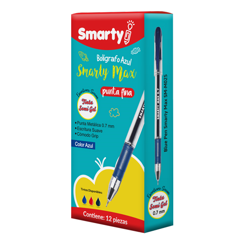 LAPICERO SMARTY MAX C/G SEMI GEL P/F 0.7MM AZUL SM-B025/SM-M025 CJ-12