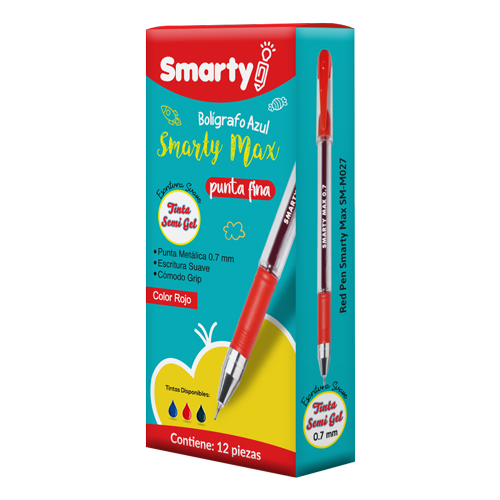 LAPICERO SMARTY MAX C/G SEMI GEL P/F 0.7MM ROJO SM-B027/SM-M027 UND
