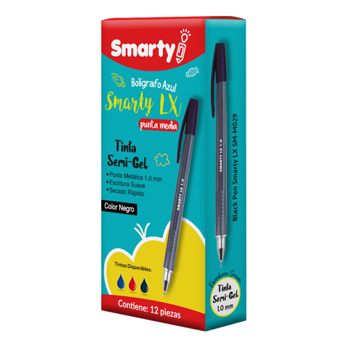 LAPICERO SMARTY LX SEMI GEL PUNTA MEDIA 1.0MM NEGRO SM-M029 UND