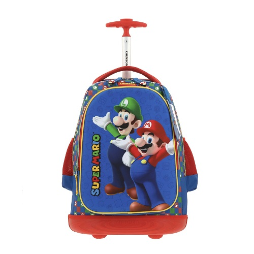 MOCHILA CHENSON MARIO BROS ARMIN AZUL C/RODO/LUZ 17" MB65971-9 A5