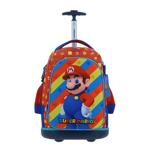 MOCHILA CHENSON MARIO BROS DRIVUEN C/RODO/LUZ AZUL 17" MB66578-R A5